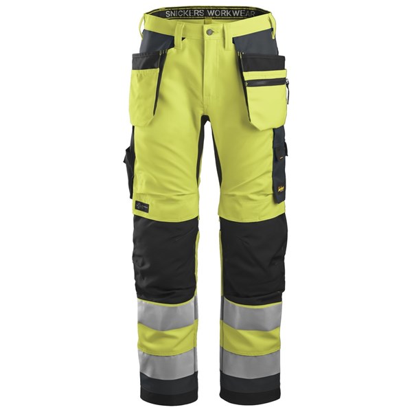 Snickers 6230 - AllroundWork Pantalon+ haute visibilité avec poches holster, Classe 2